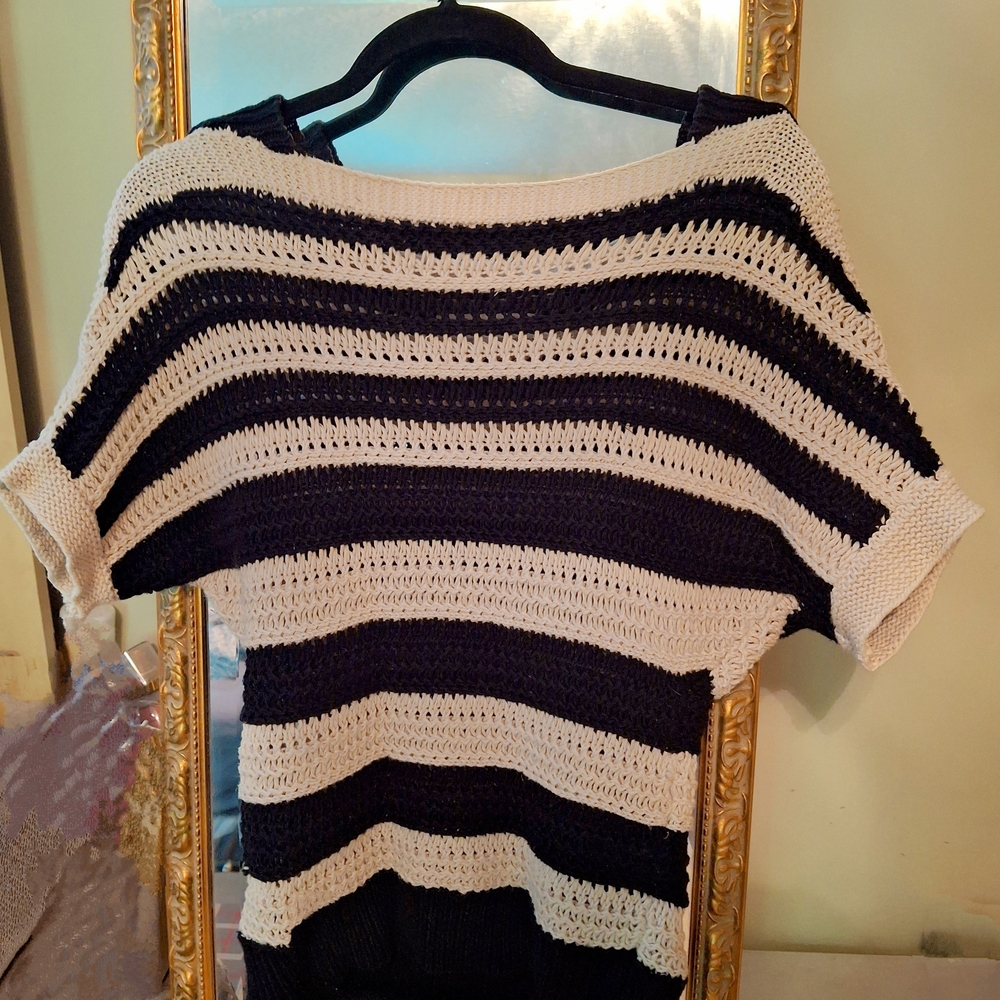 Ann Taylor Loft Striped Black and White Women's Sweater